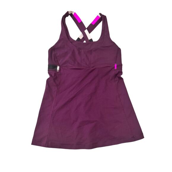 Lululemon Purple Strappy Cross Back Built-In Bra Tank Top No Size Tag - Picture 1 of 5